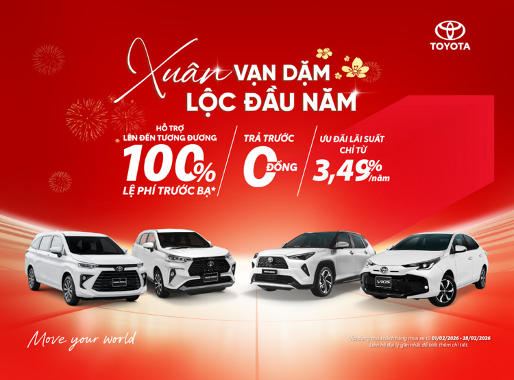 Tết về nhà cùng Toyota: Khuyến mại 100% thuế trước bạ, hỗ trợ lãi suất vay